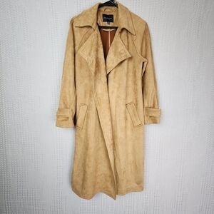 OOKIE & LALA NWOT Faux Suede Open Front Trench Coat M